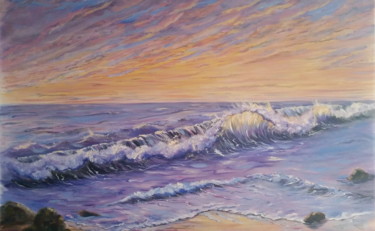 coucher de soleil sur la mer Peinture intitulée "coucher de soleil s…" par Ster, Œuvre d'art originale, Huile