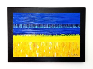 Painting titled "Glory To Ukraine" by Bnsy, Original Artwork, Acrylic Mounted on Wood Stretcher frame