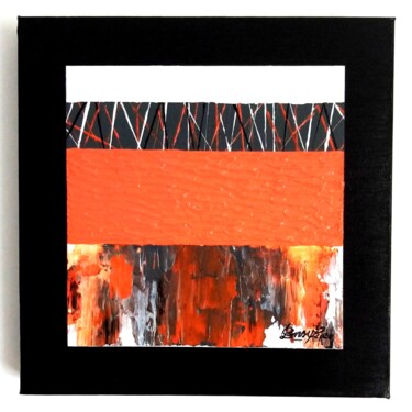 Painting titled "Apricot Fusions" by Bnsy, Original Artwork, Acrylic Mounted on Wood Stretcher frame