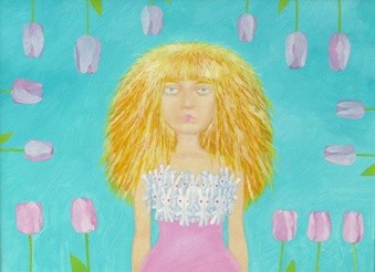 Картина под названием "Girl in the flowers" - Boa, Подлинное произведение искусства