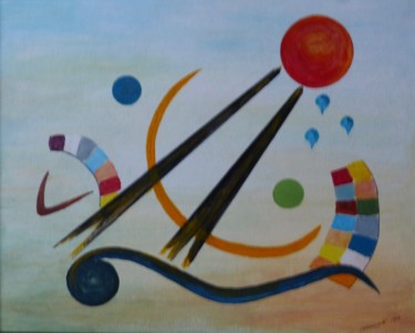Painting titled "Composition au sole…" by Jean Barace, Original Artwork