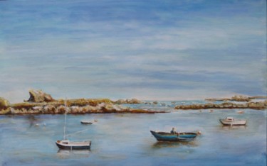 Peinture intitulée "Bord de mer à Santec" par Jean Barace, Œuvre d'art originale, Acrylique