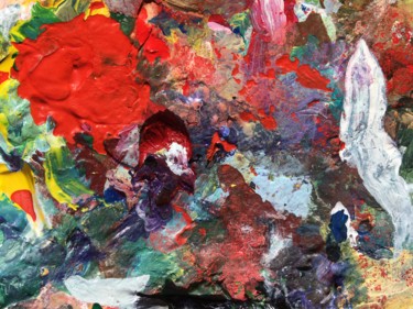 Painting titled "rose rouge (palette…" by Jean Barace, Original Artwork