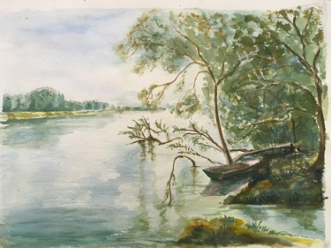 Peinture intitulée "Paisible rivière" par Jean Barace, Œuvre d'art originale