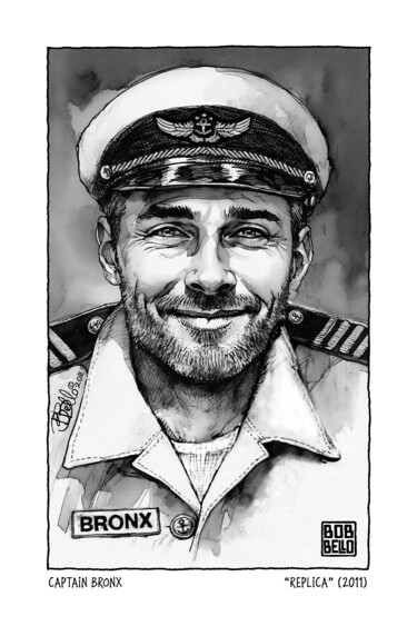 Digital Arts titled "Captain Jim Bronx" by Bob Bello, Original Artwork, Pencil