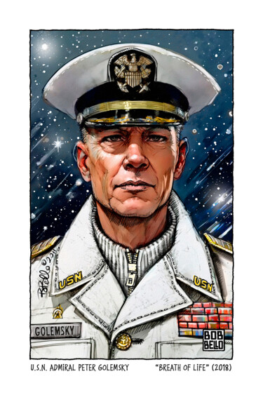 Arts numériques intitulée "USN Admiral Golemsky" par Bob Bello, Œuvre d'art originale, Encre
