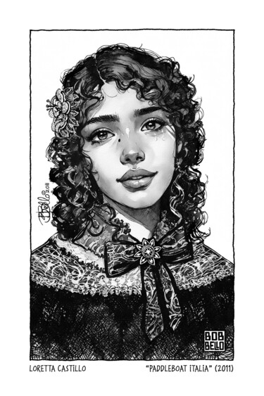 Digital Arts titled "Loretta Castillo" by Bob Bello, Original Artwork, Ink