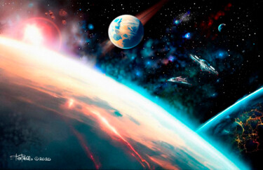 Arte digital titulada "Planet Spinoza 1" por Bob Bello, Obra de arte original, Acrílico