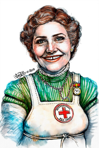 Digital Arts titled "Nurse Adeline Gilbe…" by Bob Bello, Original Artwork, Watercolor