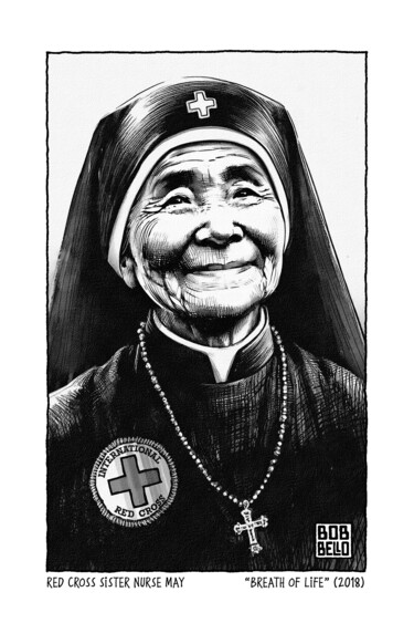 Arts numériques intitulée "Sister Nurse may" par Bob Bello, Œuvre d'art originale, Aquarelle