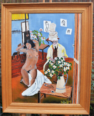 Malerei mit dem Titel "de schilder en zijn…" von Bob Brunschot, Original-Kunstwerk, Acryl
