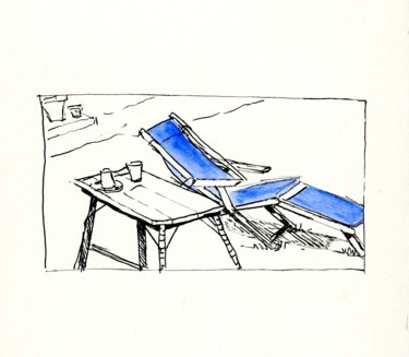 Dessin intitulée "chaise-longue-2.jpg" par Bob Clement, Œuvre d'art originale, Encre
