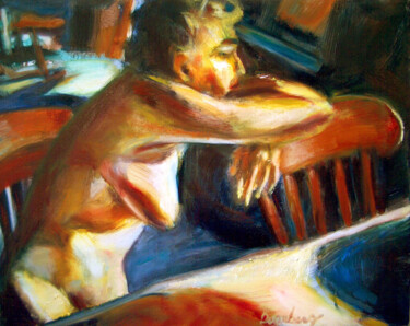 Painting titled "rk9 LEANING ON CHAIR" by Bob Dornberg, Original Artwork