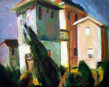 Painting titled "rp2 TALL HOUSES" by Bob Dornberg, Original Artwork