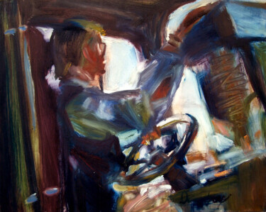 Painting titled "rr5 TRUCK DRIVER" by Bob Dornberg, Original Artwork