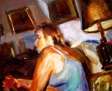 Painting titled "ru3 GIRL IN DEN" by Bob Dornberg, Original Artwork