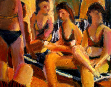 Painting titled "sl5 LADIES WAITING" by Bob Dornberg, Original Artwork