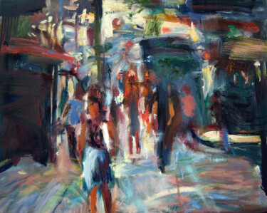 Painting titled "sl9 CITY PEOPLE" by Bob Dornberg, Original Artwork
