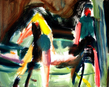 Painting titled "sn4 BIKERS STOPPED" by Bob Dornberg, Original Artwork