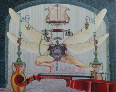Картина под названием "DE FLOSH" - Bob Ivens, Подлинное произведение искусства, Масло Установлен на Деревянная рама для носи…