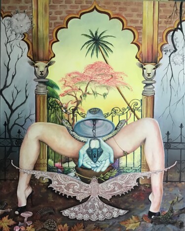 Ζωγραφική με τίτλο "Madness 2020" από Bob Ivens, Αυθεντικά έργα τέχνης, Λάδι Τοποθετήθηκε στο Ξύλινο φορείο σκελετό