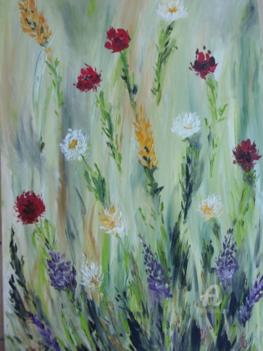 Painting titled "Fleurs sauvages." by Roberto Urbano, Original Artwork, Oil