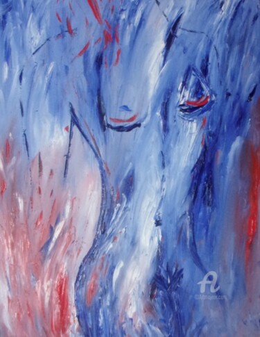 Painting titled "Liberté , Bleu, Bla…" by Roberto Urbano, Original Artwork, Oil