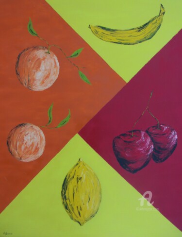 Painting titled "Les fruits naturels." by Roberto Urbano, Original Artwork, Oil