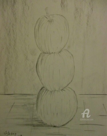 Drawing titled "Las 3 Manzanas" by Roberto Urbano, Original Artwork, Pencil