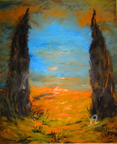 Malerei mit dem Titel "Automne en Provence" von Roberto Urbano, Original-Kunstwerk, Öl