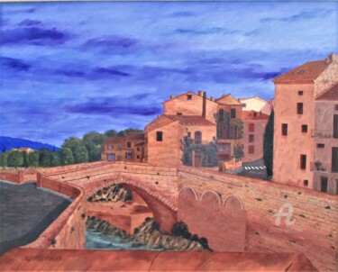 Peinture intitulée "Le vieux Pont Romai…" par Roberto Urbano, Œuvre d'art originale, Huile