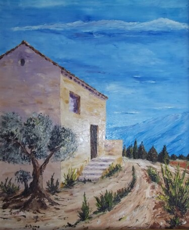 Peinture intitulée "Le Mas de provence" par Roberto Urbano, Œuvre d'art originale, Huile
