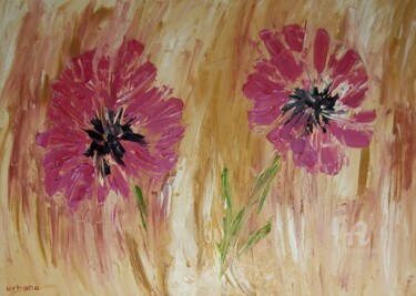 Pintura titulada "Flores Rosadas de P…" por Roberto Urbano, Obra de arte original, Oleo