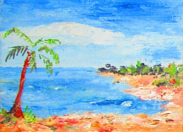 Painting titled "Plage Antillaise" by Roberto Urbano, Original Artwork, Oil