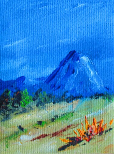 Peinture intitulée "Ardèche Mont Gerbie…" par Roberto Urbano, Œuvre d'art originale, Huile