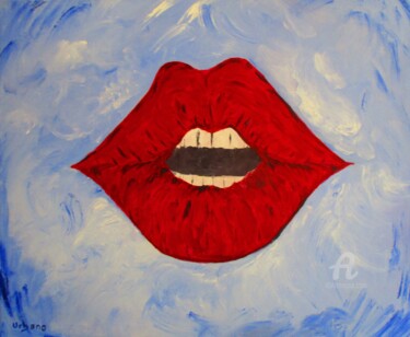Peinture intitulée "La bouche à Patou" par Roberto Urbano, Œuvre d'art originale, Huile