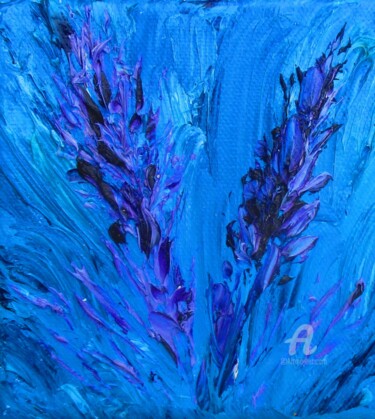 Peinture intitulée "Bleu lavande" par Roberto Urbano, Œuvre d'art originale, Huile