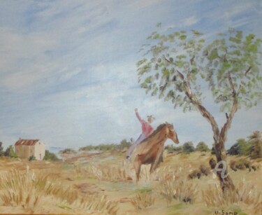 Painting titled "Le Camarguais" by Roberto Urbano, Original Artwork, Oil