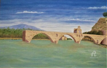 Peinture intitulée "Le Pont d' Avignon" par Roberto Urbano, Œuvre d'art originale, Huile