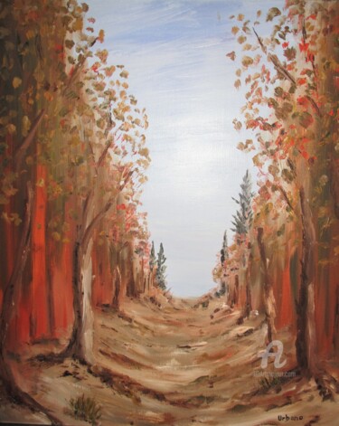 Painting titled "Automne" by Roberto Urbano, Original Artwork, Oil Mounted on Wood Stretcher frame