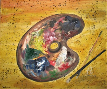 Картина под названием "Palette de l' Artis…" - Roberto Urbano, Подлинное произведение искусства, Масло