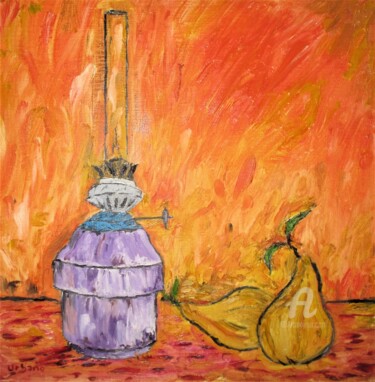 Painting titled "La Lampe" by Roberto Urbano, Original Artwork, Oil