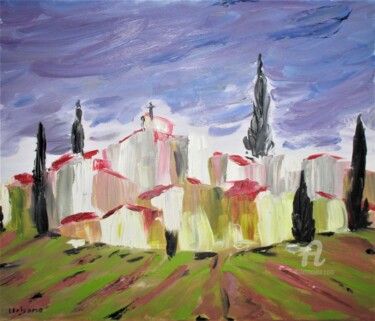 Malerei mit dem Titel "Village provençal" von Roberto Urbano, Original-Kunstwerk, Öl