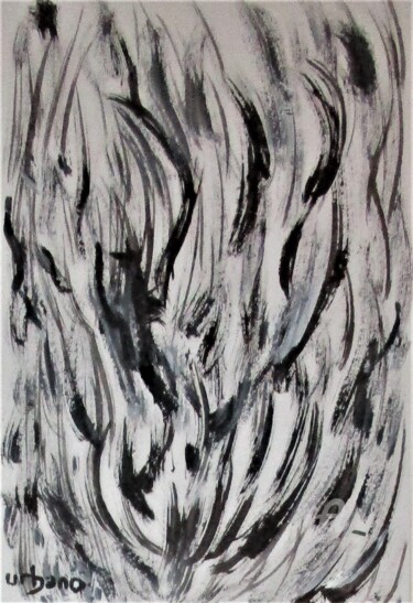 Schilderij getiteld "Cheveux noir" door Roberto Urbano, Origineel Kunstwerk, Acryl