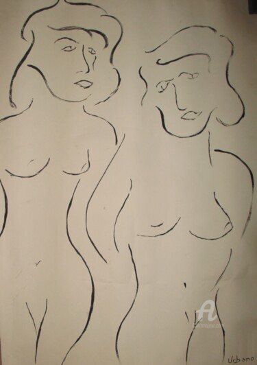 Painting titled "Les Femmes aux sein…" by Roberto Urbano, Original Artwork, Acrylic