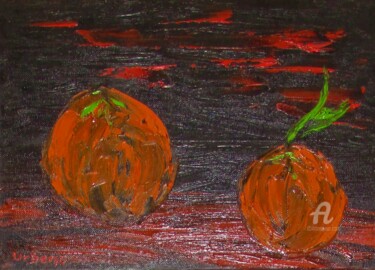 Painting titled "Les 2 Oranges" by Roberto Urbano, Original Artwork, Oil