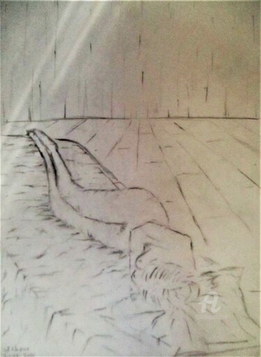 Dessin intitulée "Alice allongée" par Roberto Urbano, Œuvre d'art originale, Crayon