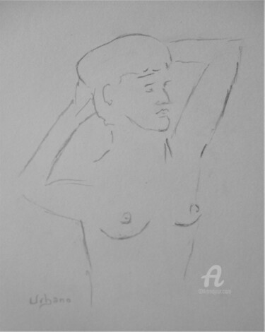 Σχέδιο με τίτλο "Pose avec Lison" από Roberto Urbano, Αυθεντικά έργα τέχνης, Μολύβι