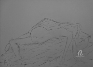 Dessin intitulée "Lison allongée" par Roberto Urbano, Œuvre d'art originale, Crayon