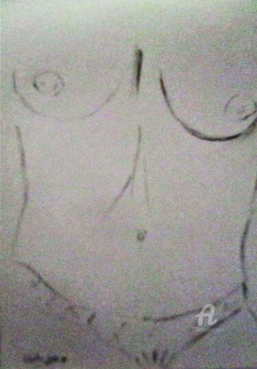 Drawing titled "Seins nus" by Roberto Urbano, Original Artwork, Charcoal